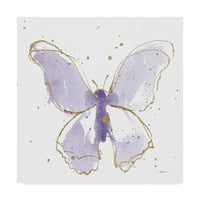 Védjegy képzőművészet 'aranyozott pillangók II levendula' vászon művészet Shirley Novak