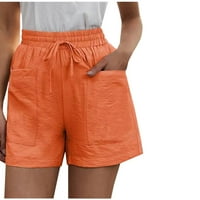 Plusz méretű pamut vászon alkalmi rövidnadrág nyári alkalmi Zsinóros széles lábú Lounge rövidnadrág Orange XL