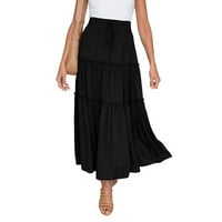 Szoknyák szoknyák női nyári rugalmas magas derék Boho Maxi szoknya alkalmi zsinórral egy vonal hosszú szoknya fekete