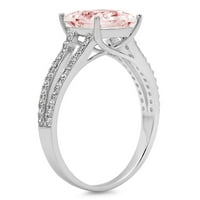 2.44 ct hercegnő vágott rózsaszín szimulált gyémánt 14K fehér arany évforduló eljegyzési gyűrű mérete 6
