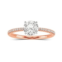 Arista 2. Carat T.W. Kerek swarovski gyémántok fehér pasziánsz eljegyzési gyűrű rózsaszín borított sterling ezüstben